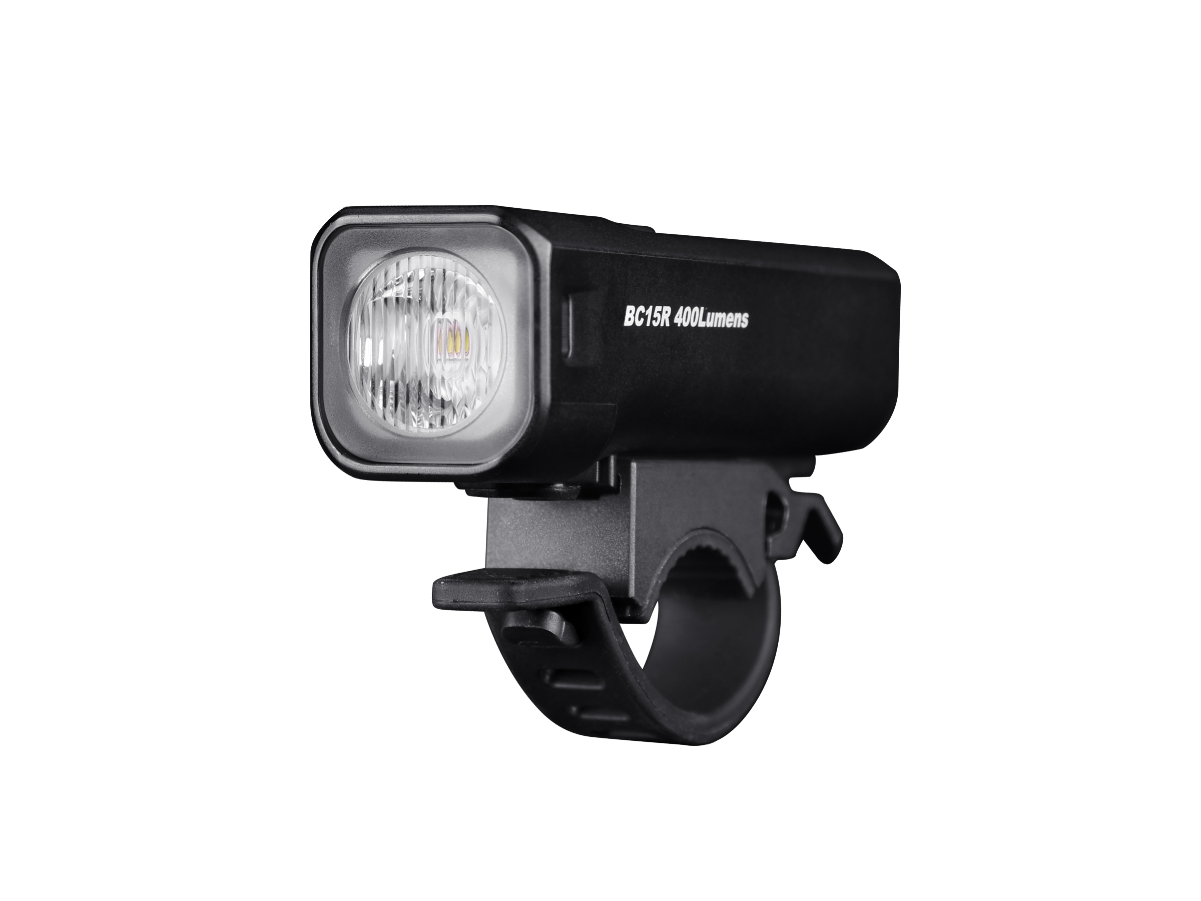 Fenix BC15R rechargeable bike light, featuring a sleek design and bright front illumination for safe cycling.