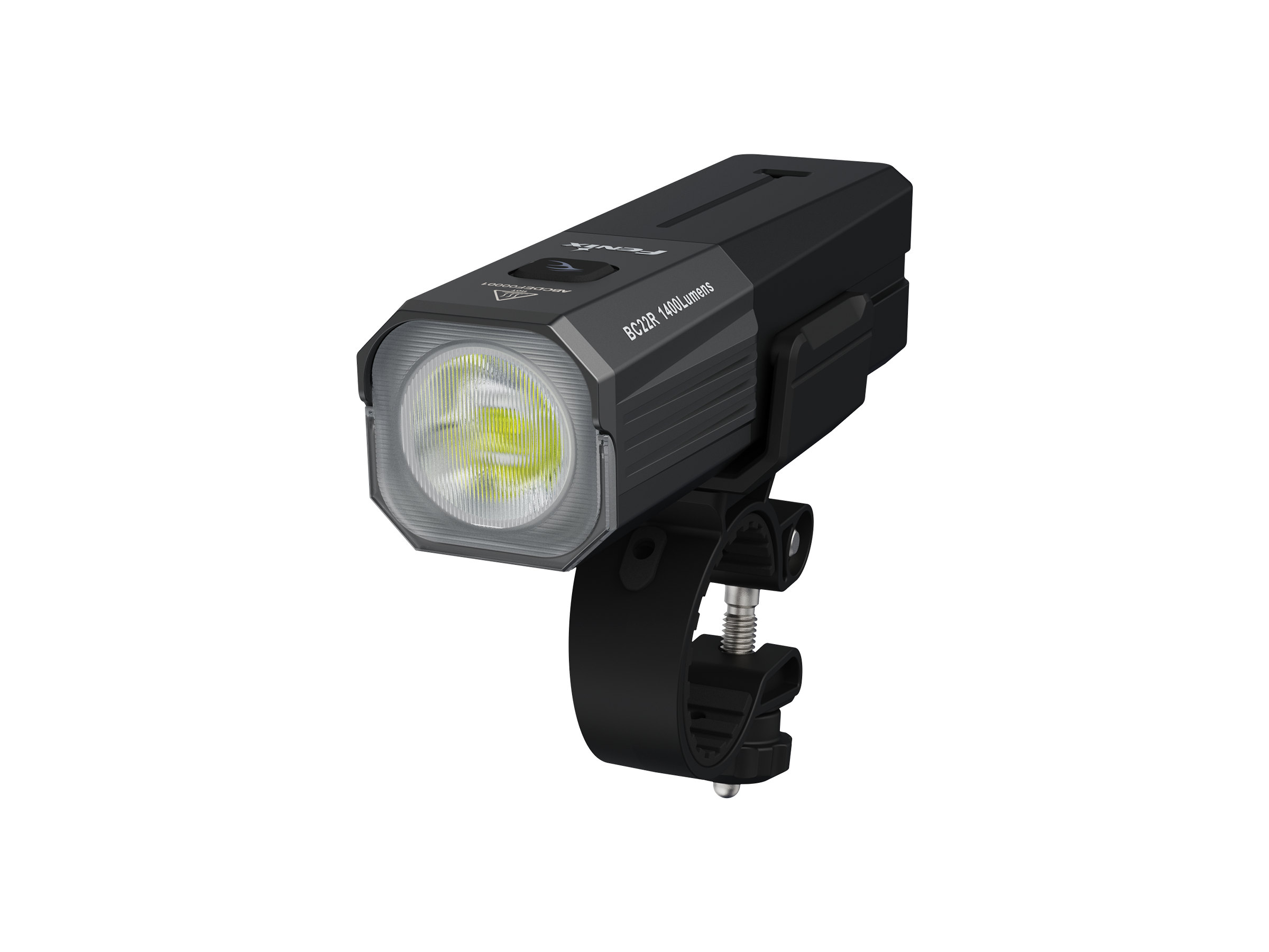 Fenix BC22R high-performance road bike light with a sleek design, mounted on a bicycle, illuminating the path ahead.