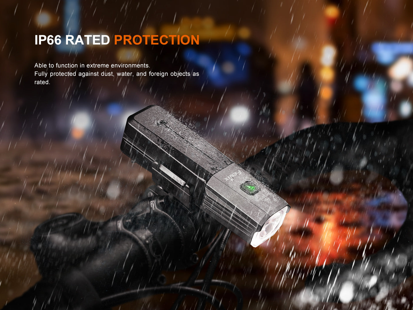 Fenix BC22R high-performance bike light showcasing waterproof design and bright illumination for road cycling.