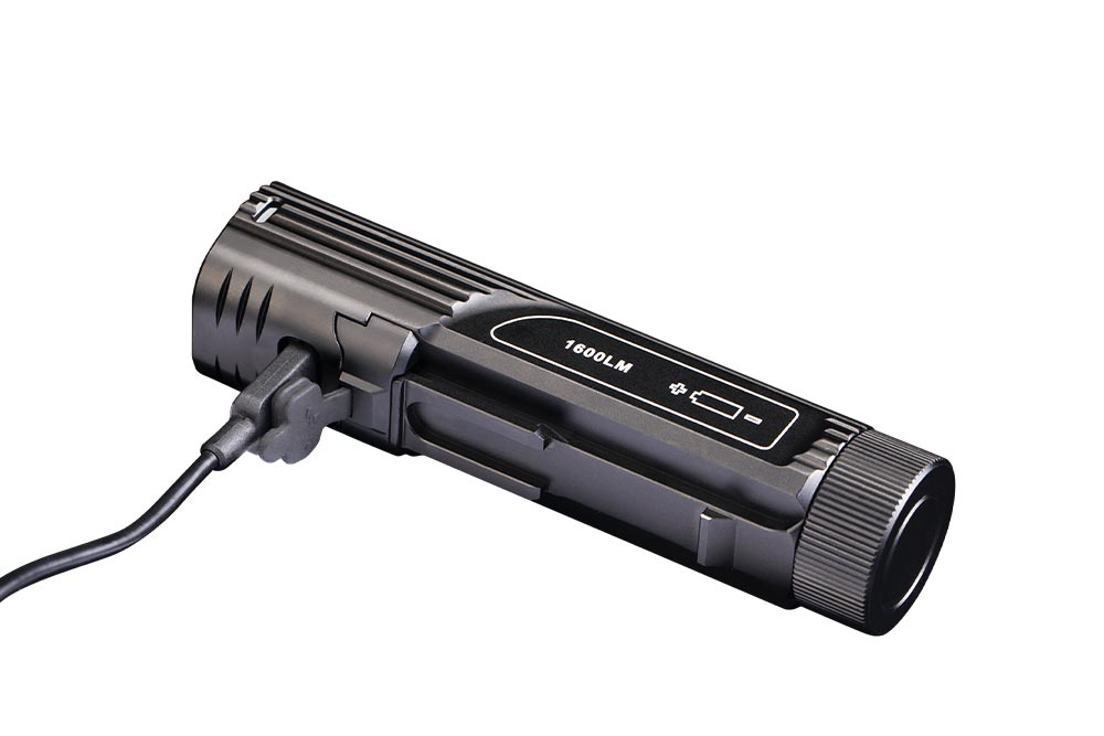 Fenix BC26R LED bike light fully charged, showcasing its sleek design and bright illumination features.