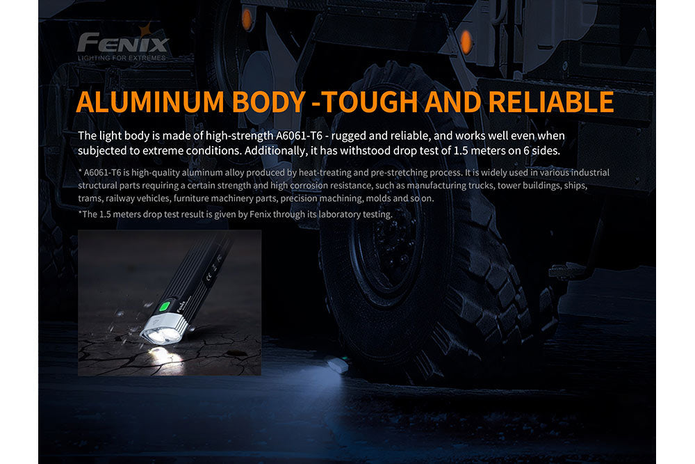 Fenix BC30 V2 LED bike light showcasing its sleek design and dual beam for enhanced visibility during night rides.