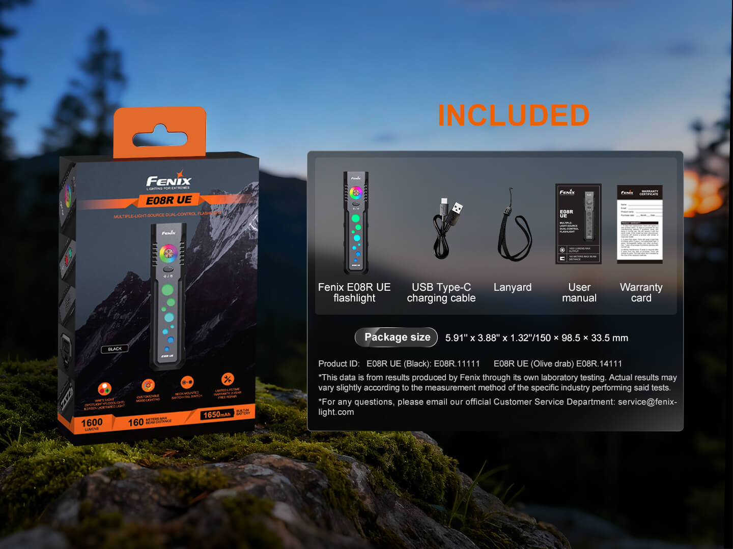 Fenix E08R UE Multi-Light EDC Flashlight With Red Light & Green Laser - OVERLANDERS Outfitter