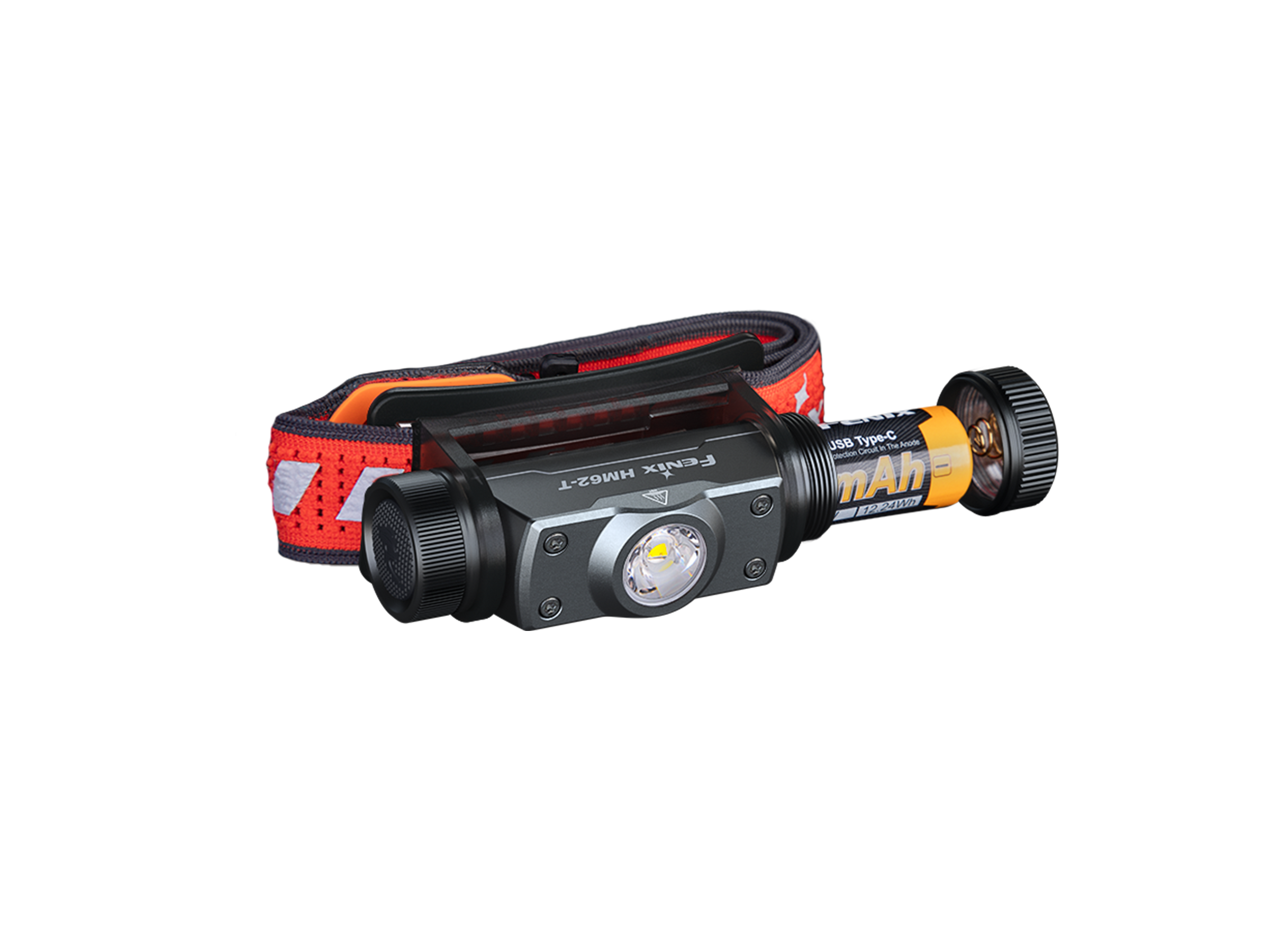 Fenix HM62-T lightweight headlamp with battery, designed for trail running and outdoor activities.