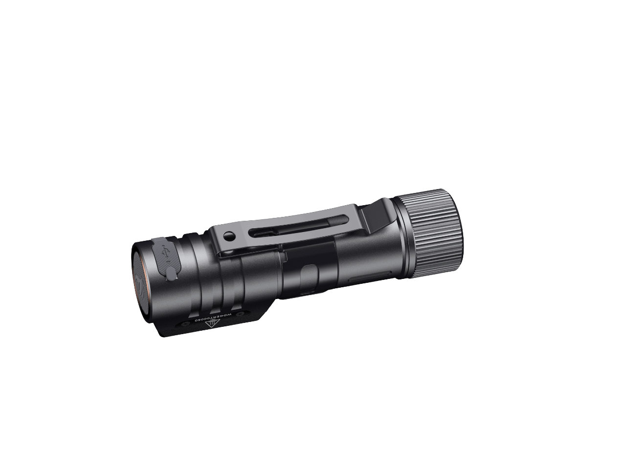 Fenix HM71R rechargeable industrial LED headlamp with adjustable straps and bright front light, viewed from the rear.