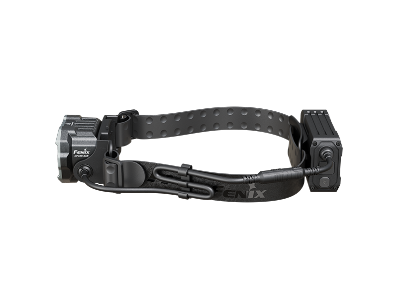 Fenix HP35R search and rescue headlamp with adjustable strap, bright LED light, and durable design for outdoor and rescue use.