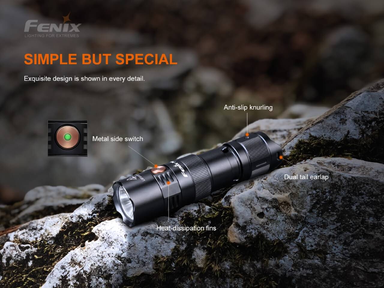 Fenix PD25R rechargeable LED flashlight with a compact design and bright beam, ideal for everyday carry.
