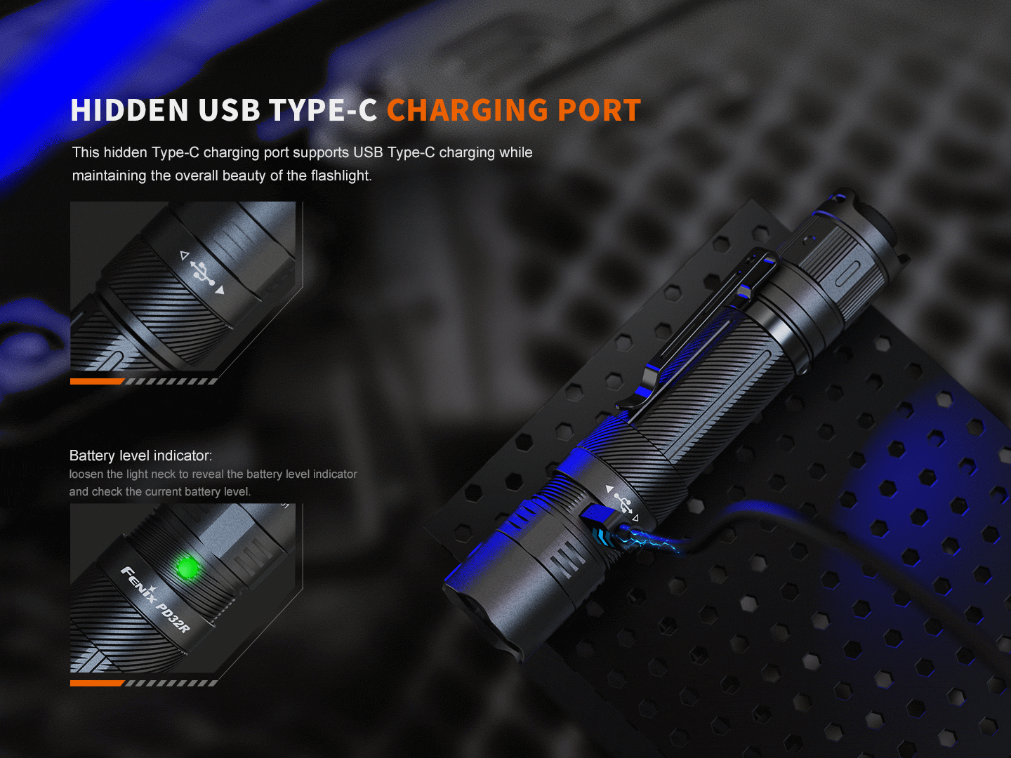 Fenix PD32R Rechargeable Silent Switch LED Flashlight - OVERLANDERS Outfitter