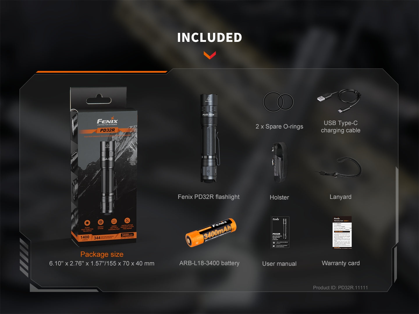 Fenix PD32R Rechargeable Silent Switch LED Flashlight - OVERLANDERS Outfitter