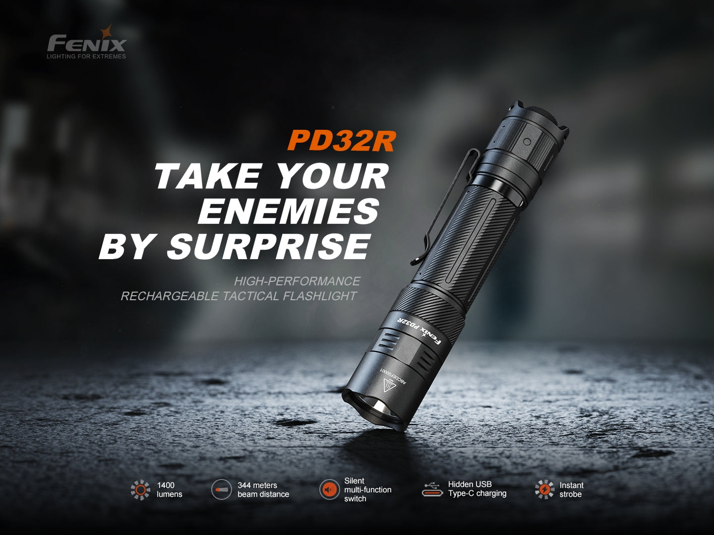 Fenix PD32R Rechargeable Silent Switch LED Flashlight - OVERLANDERS Outfitter