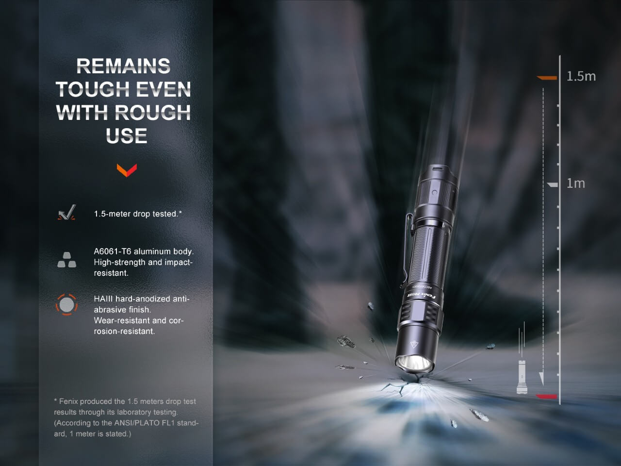 Fenix PD35R compact rechargeable tactical flashlight with a durable body and powerful beam.