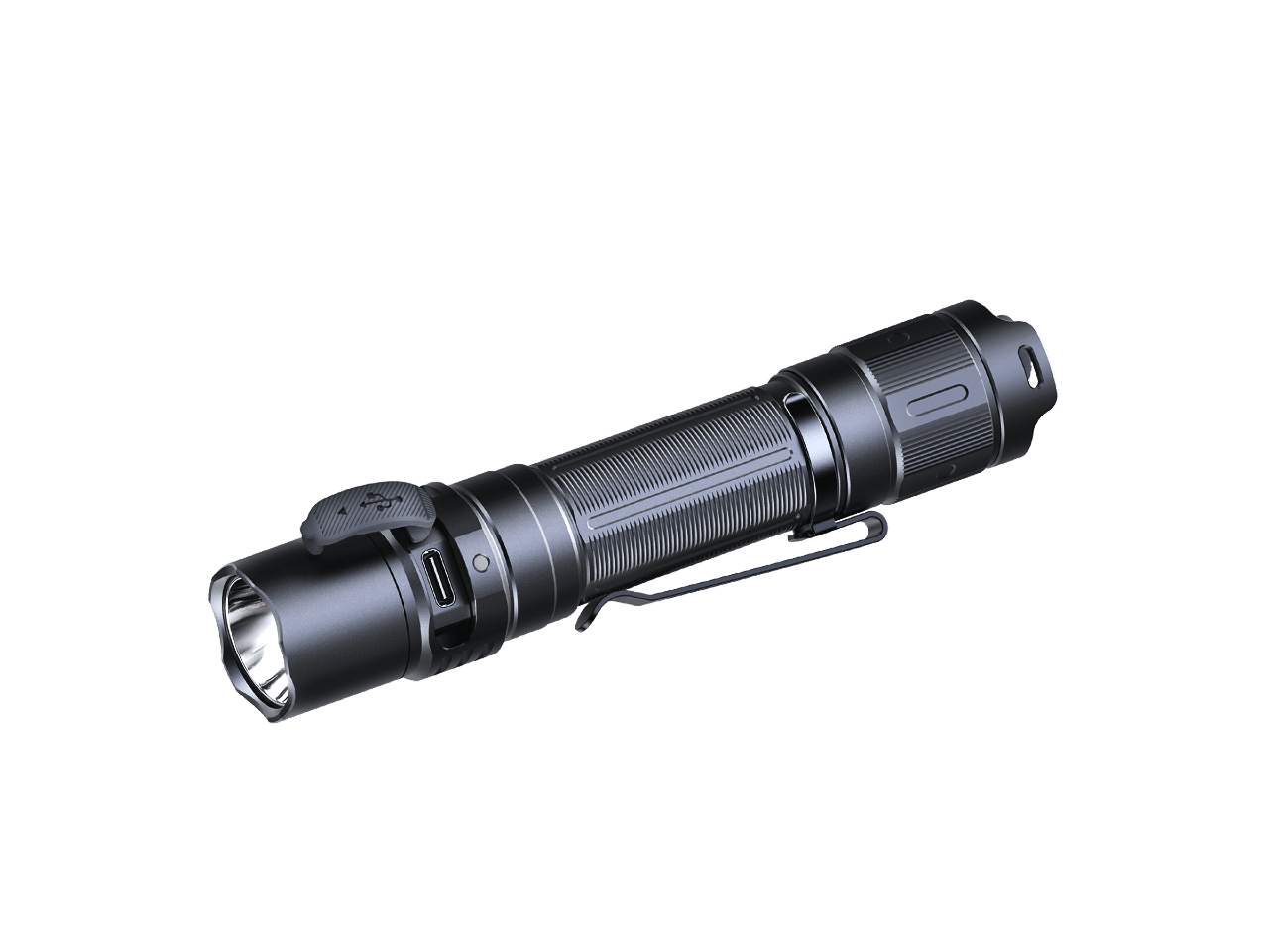 Fenix PD35R compact rechargeable tactical flashlight with a sleek design and bright LED beam.