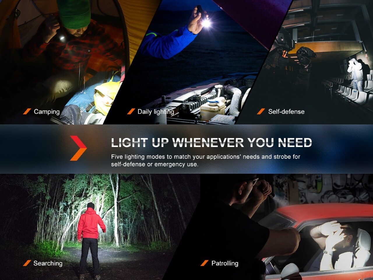 Fenix PD35R compact rechargeable tactical flashlight with a durable design and bright LED light.