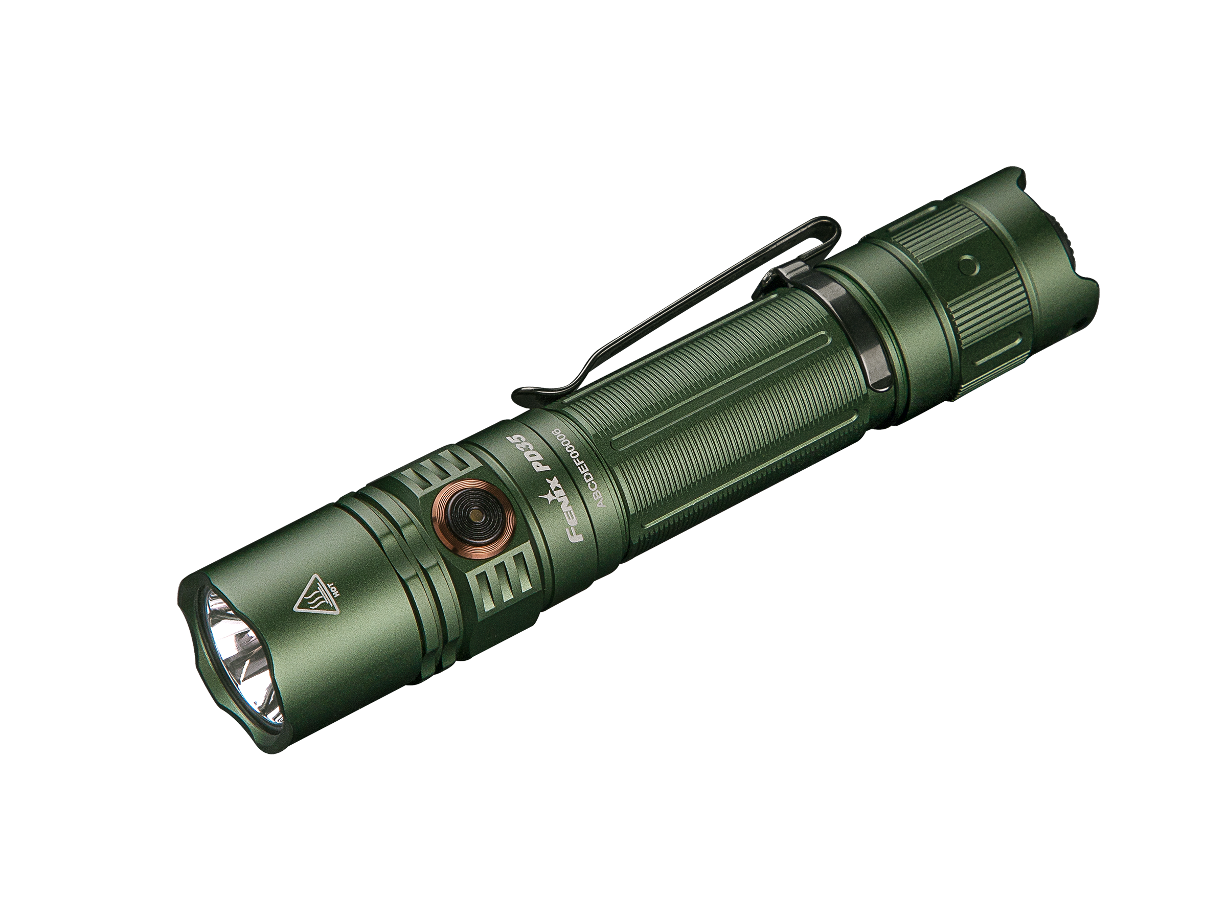 Fenix PD35 V3.0 tactical flashlight with 1700 lumens, compact design, black body, and adjustable focus for everyday carry.