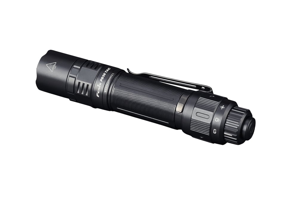 Fenix PD36 TAC tactical flashlight with a sleek design, showcasing a powerful 3000 lumens output and tactical features.