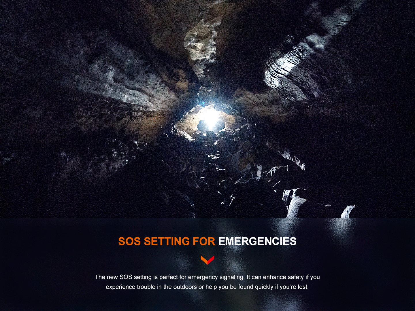 Fenix PD40R V3 rechargeable tactical flashlight with a durable design and bright LED beam in action.