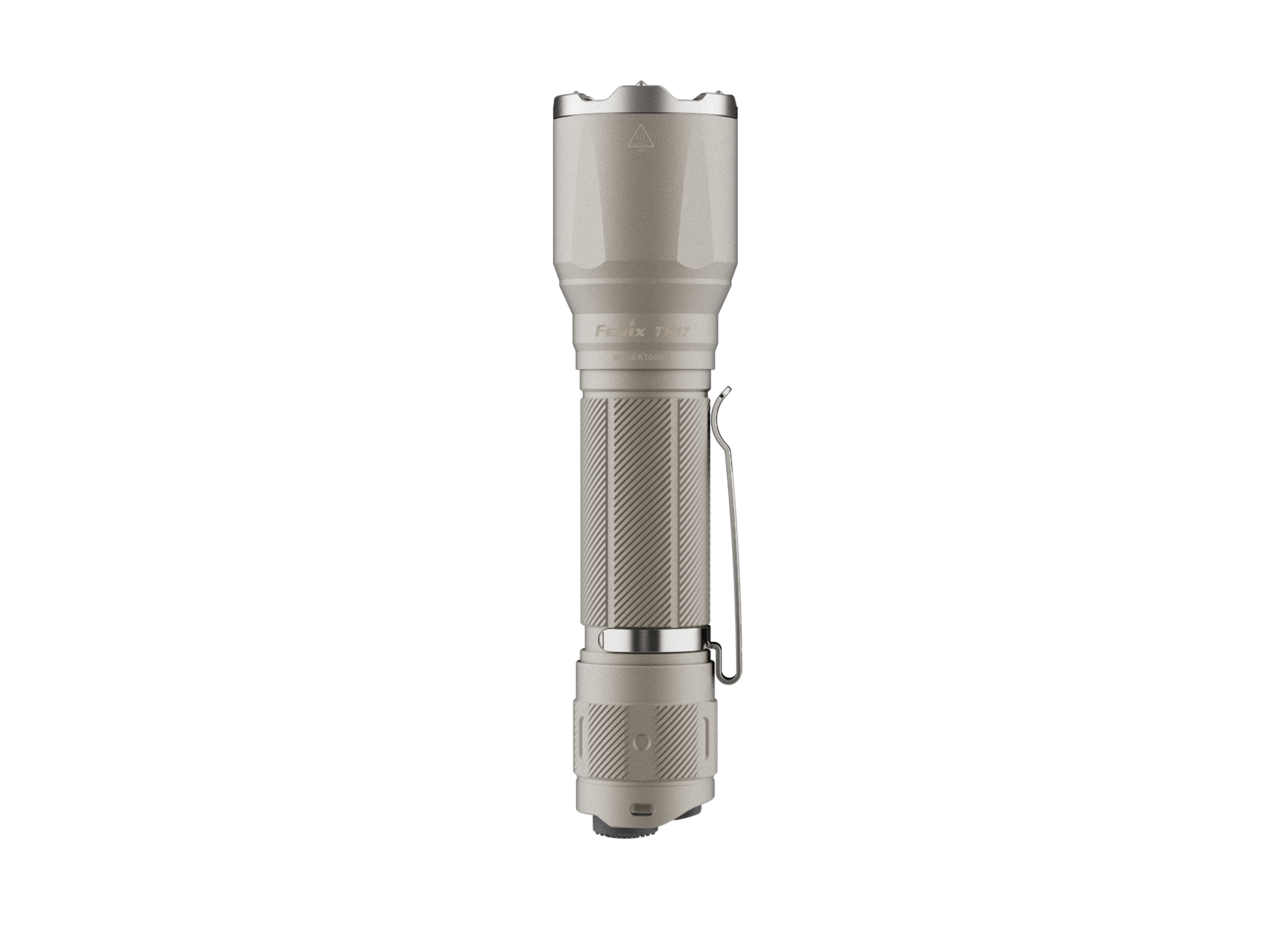 Fenix TK17 tactical flashlight in khaki, showcasing dual switch design and compact body for versatility in use.
