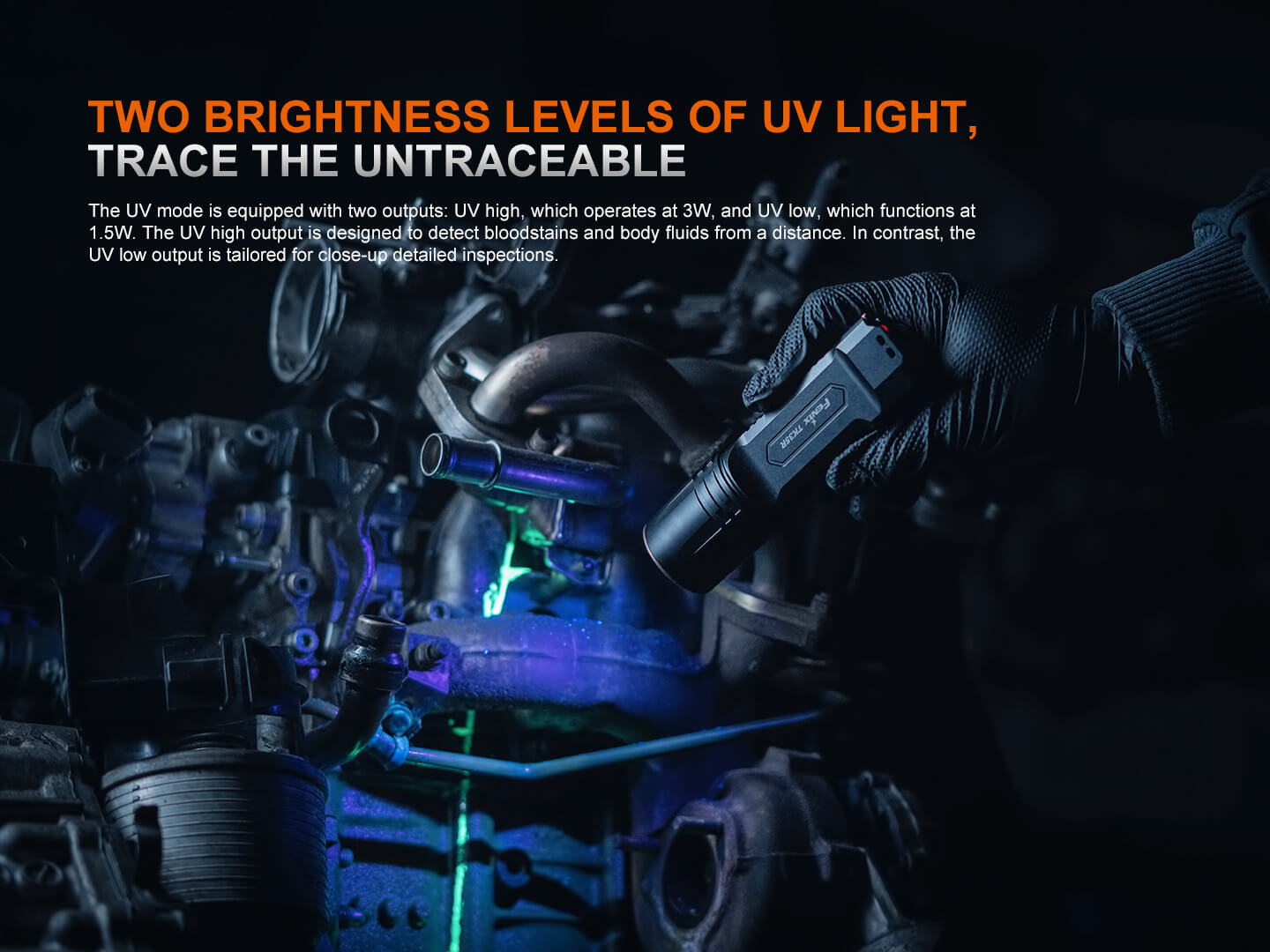 Fenix TK35R UV rechargeable tactical flashlight with high-performance features and ergonomic design.