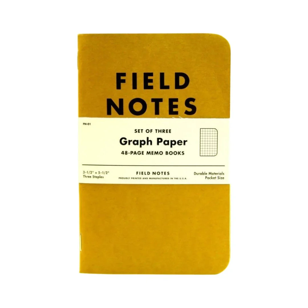 Recycled Firefighter Field Notes Notebook with graph paper, kraft cover, ideal for sketching and note-taking, 3-pack set
