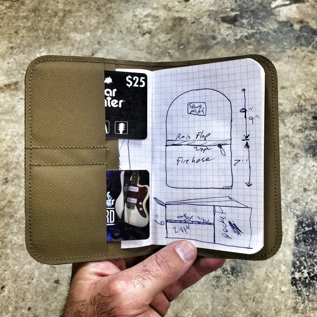 Recycled Firefighter Field Notes Wallet made from recycled materials, compact wallet with multiple card slots and a durable design.