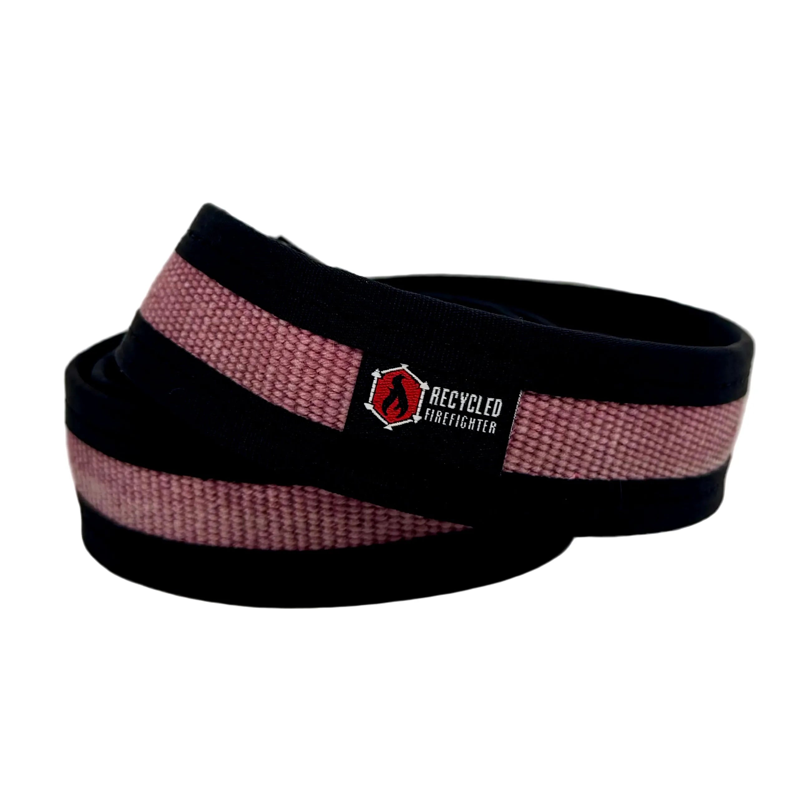 Black Fire Hose EDC Belt by Recycled Firefighter, showcasing durable material and adjustable features for everyday use.