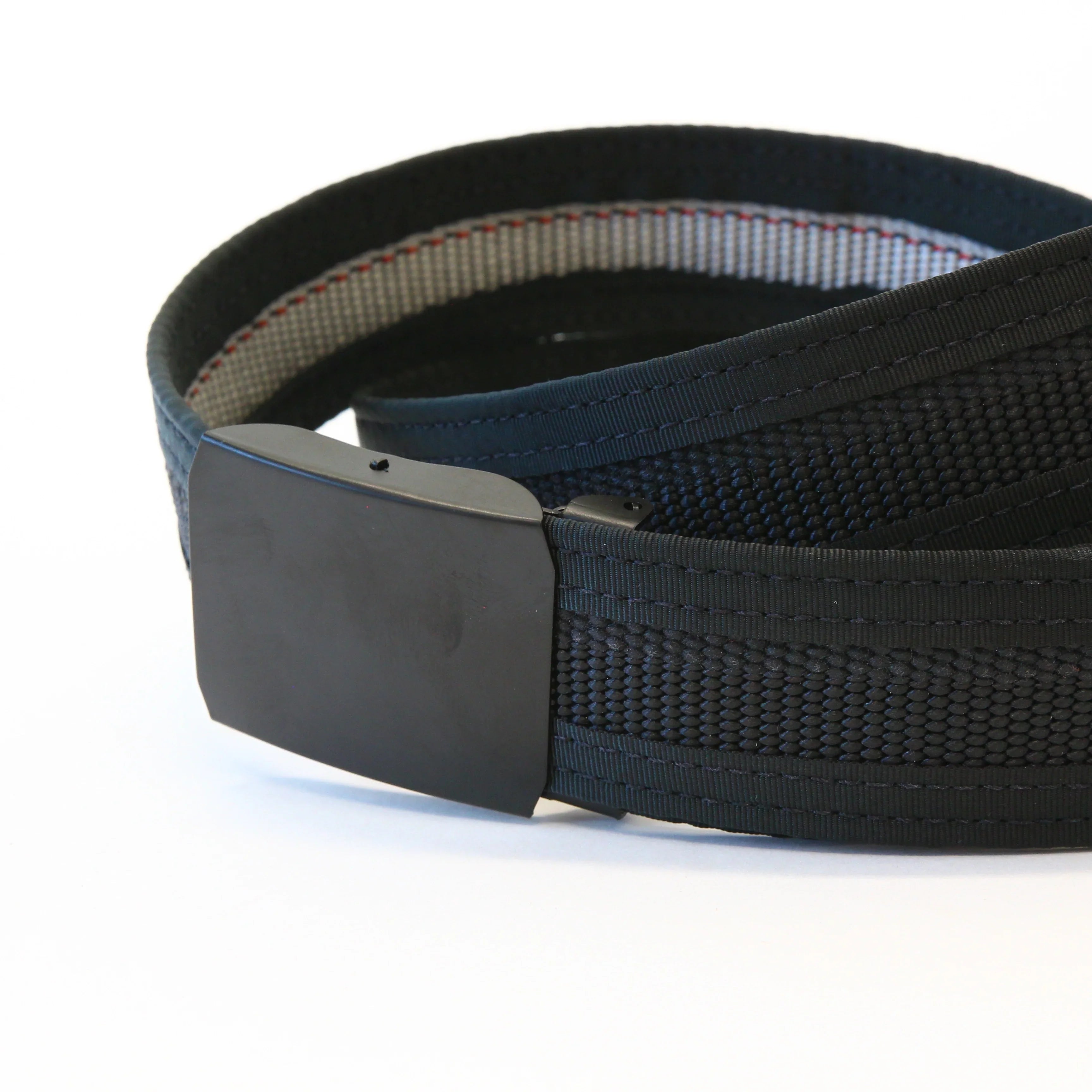 Black Fire Hose EDC Belt by Recycled Firefighter, showcasing durable, upcycled fire hose material and sturdy buckle.