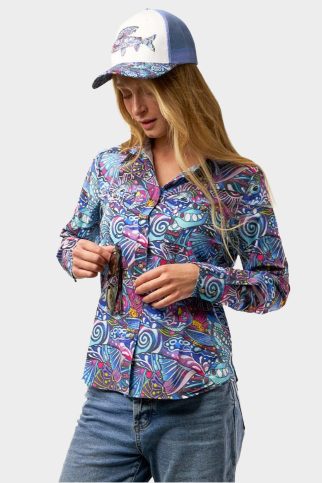 FisheWear Enchanted Grayling Signature fishing sunshirt, lightweight and breathable outdoor apparel for anglers.