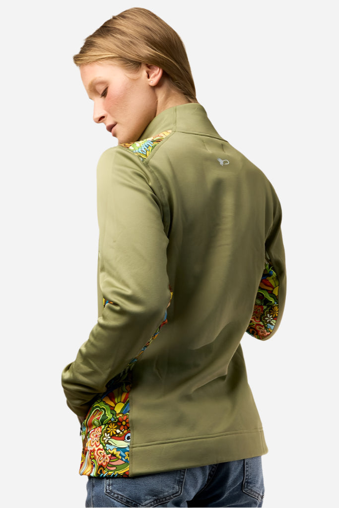 FisheWear Boho Bass Midlayer Jacket in earthy tones, lightweight jacket with boho-inspired design and comfortable fit.