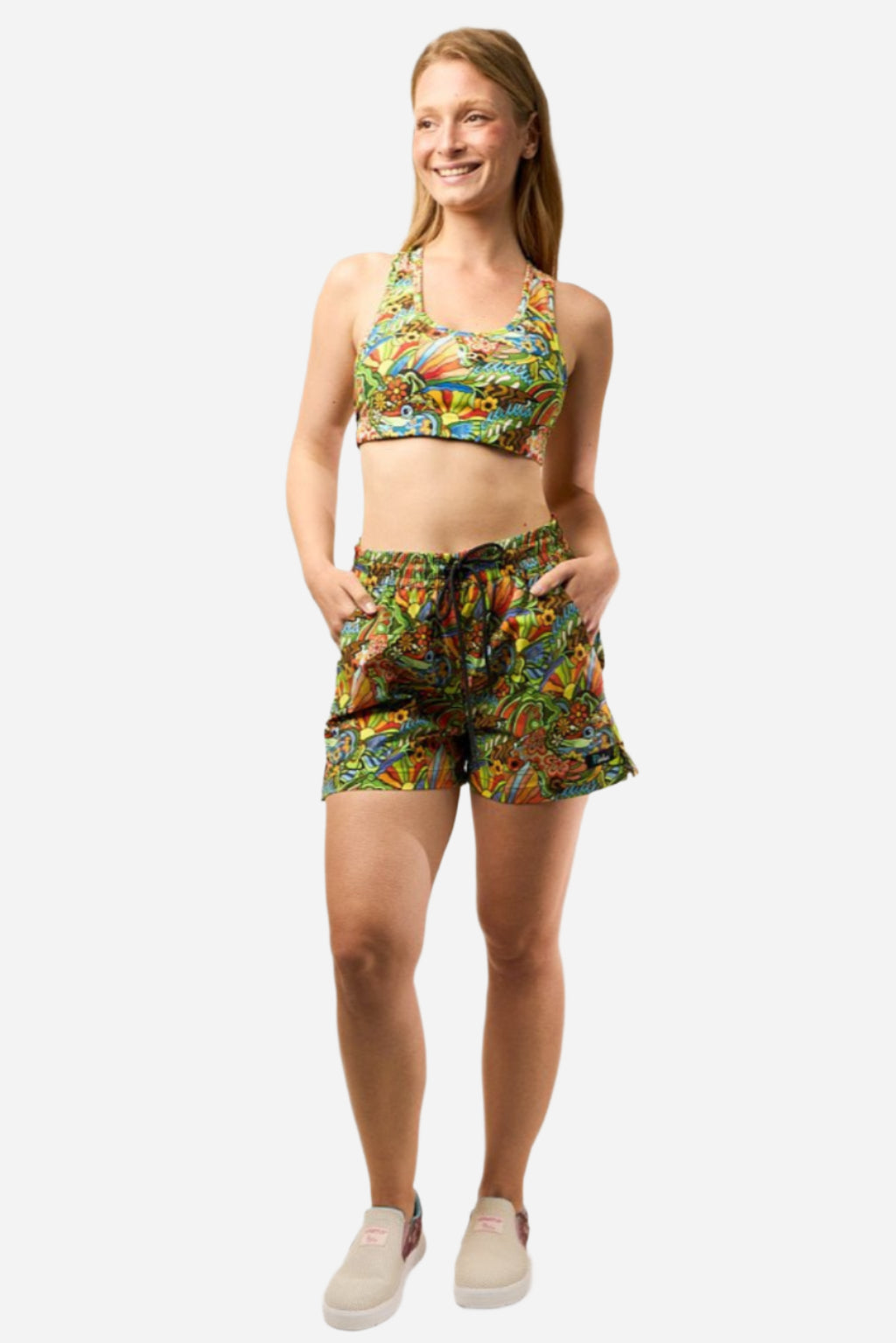FisheWear Boho Bass River Shorts in lightweight fabric with a relaxed fit, featuring a bohemian print and adjustable waistband.