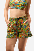 FisheWear Boho Bass River Shorts displayed on a model, featuring a relaxed fit and bohemian style in soft fabric.