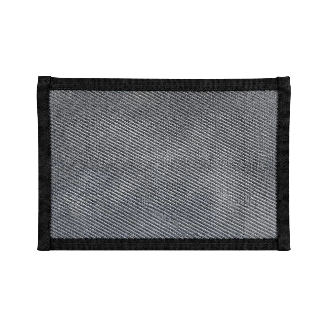 Flat EDC pouch in firehose material with a zippered closure, featuring a rubber and black design by Recycled Firefighter.