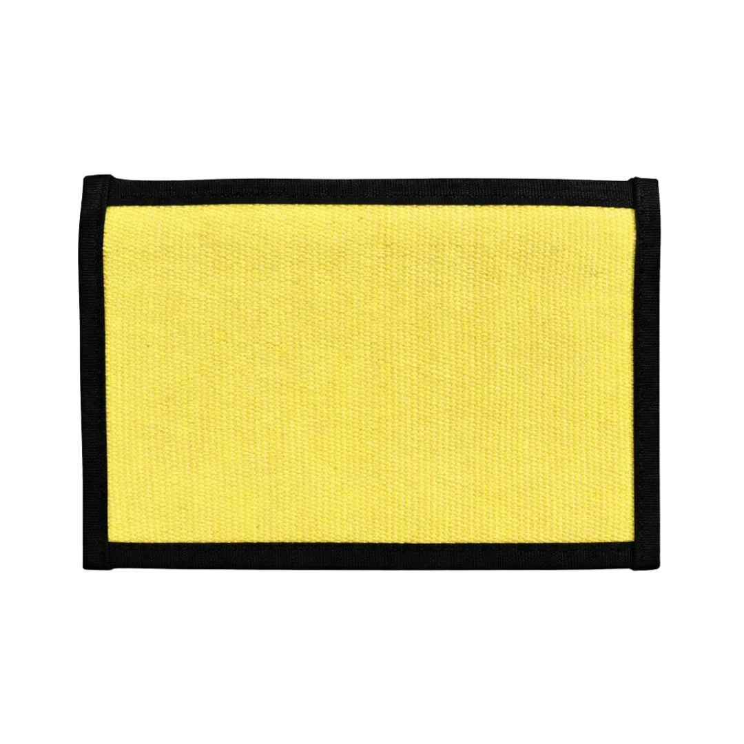 Flat zippered EDC pouch in vintage yellow and black, made from recycled firehose by Recycled Firefighter.
