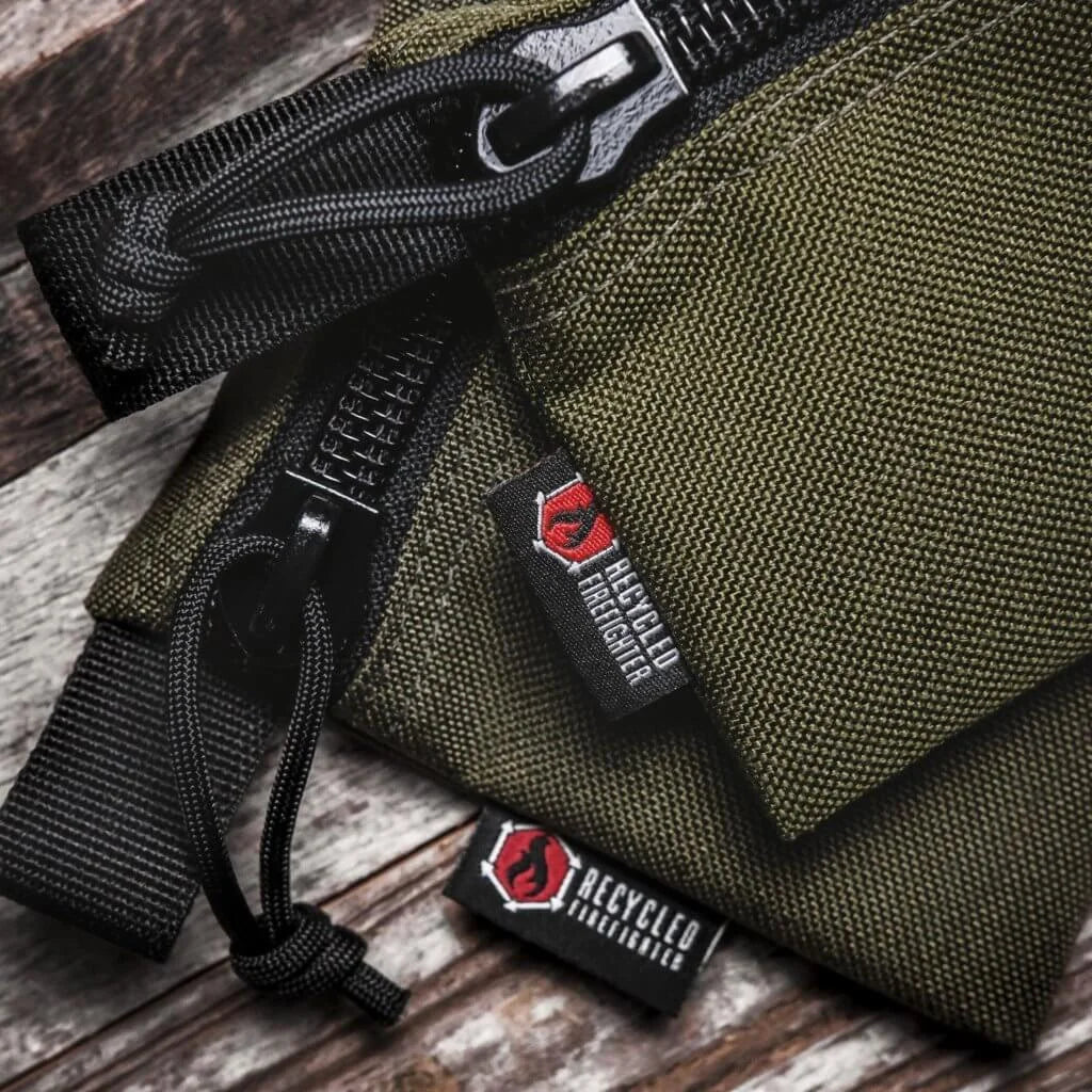 Recycled Firefighter Truckie large gear pouch with flat zipper, made from recycled materials, black and durable for storage.