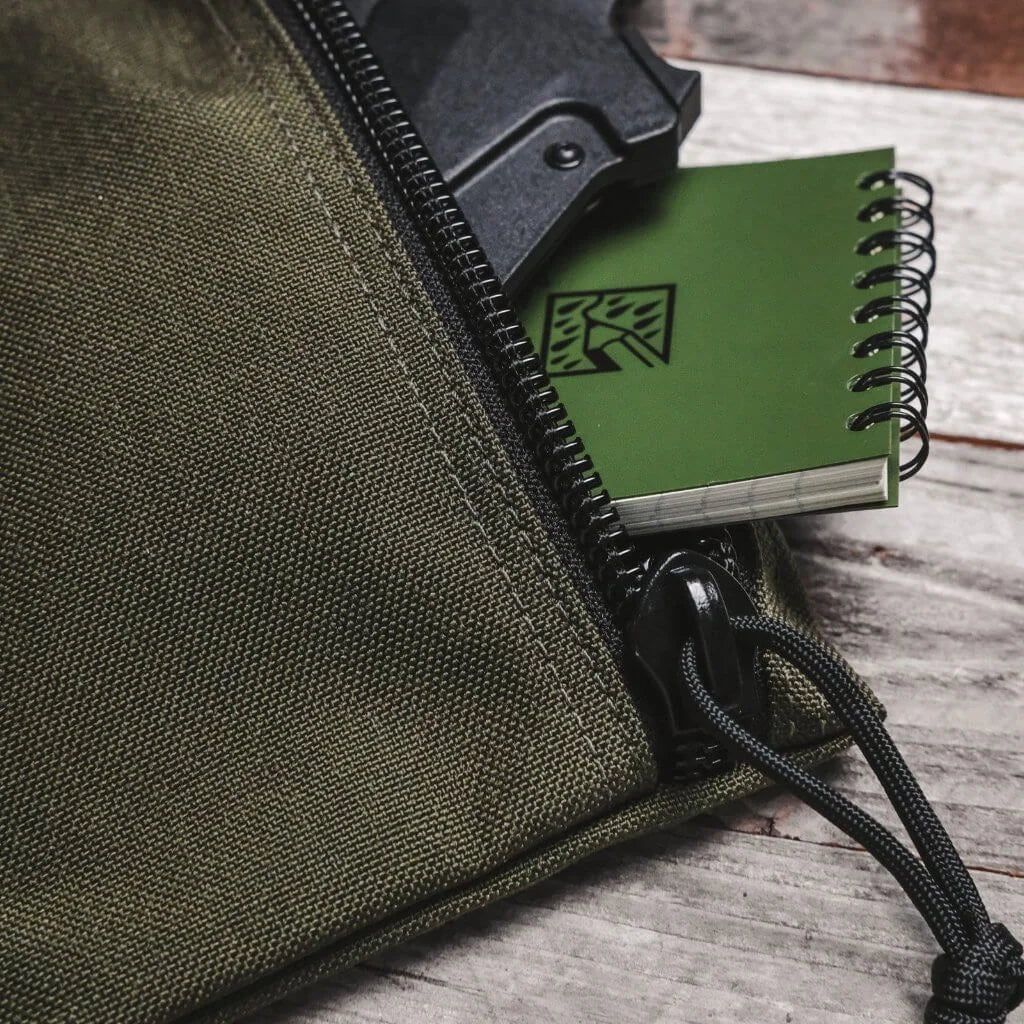 Recycled Firefighter Truckie large gear pouch with flat zipper opening, durable recycled material, suitable for outdoor and travel use.