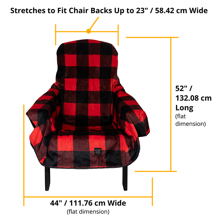 Red polar fleece chair blanket by City Bonfires, shown flat with soft, cozy fabric perfect for warmth and comfort.