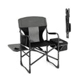 Folding Camping Directors Chair with Cooler Bag and Side Table-Black - OVERLANDERS Outfitter