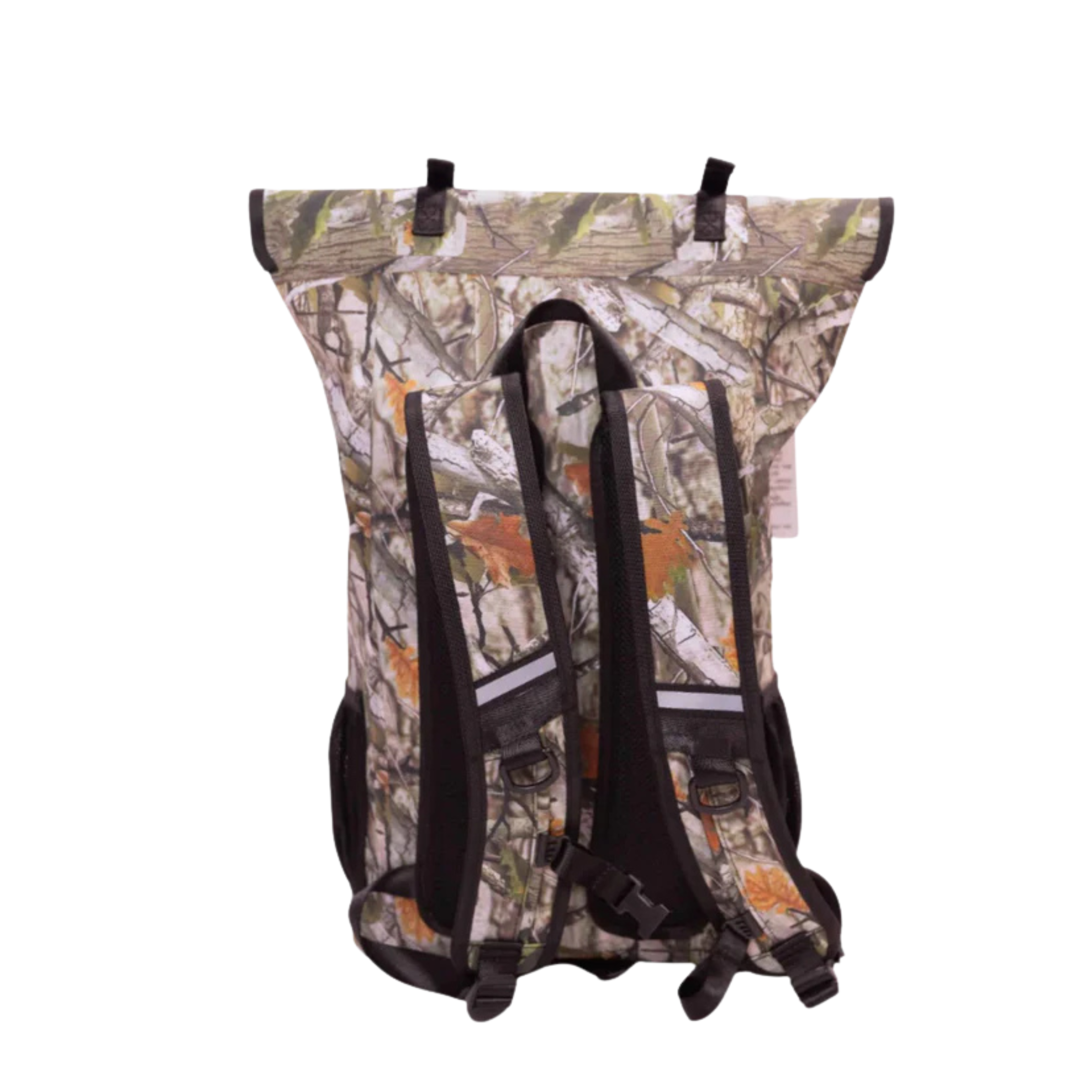 Forest camo waterproof floating backpack dry bag by Dry Pocket, designed for outdoor adventures and water-resistant storage.