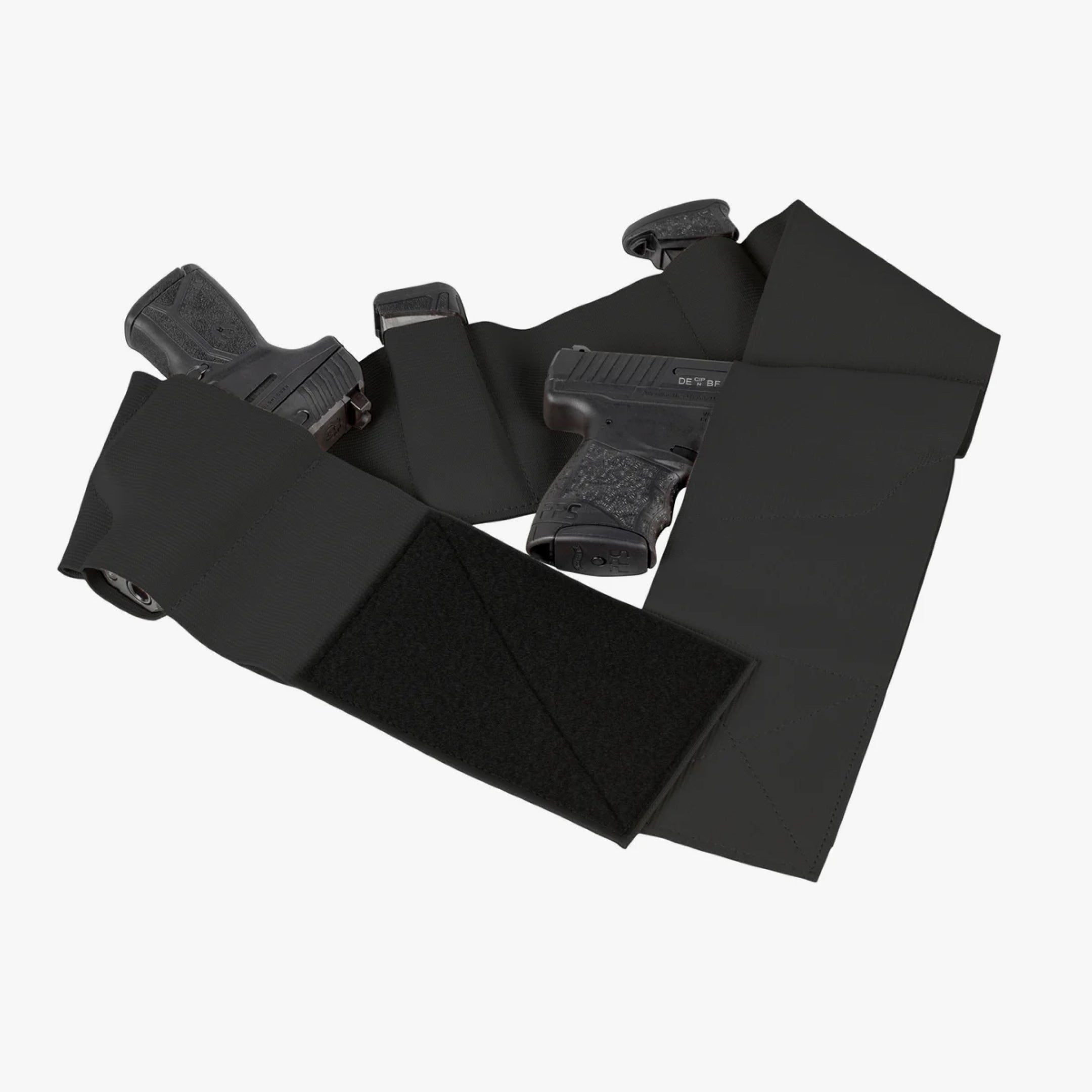 Elite Survival Systems Core-Defender Belly Band Holster for concealed carry, shown wrapped around a person's waist with firearm.