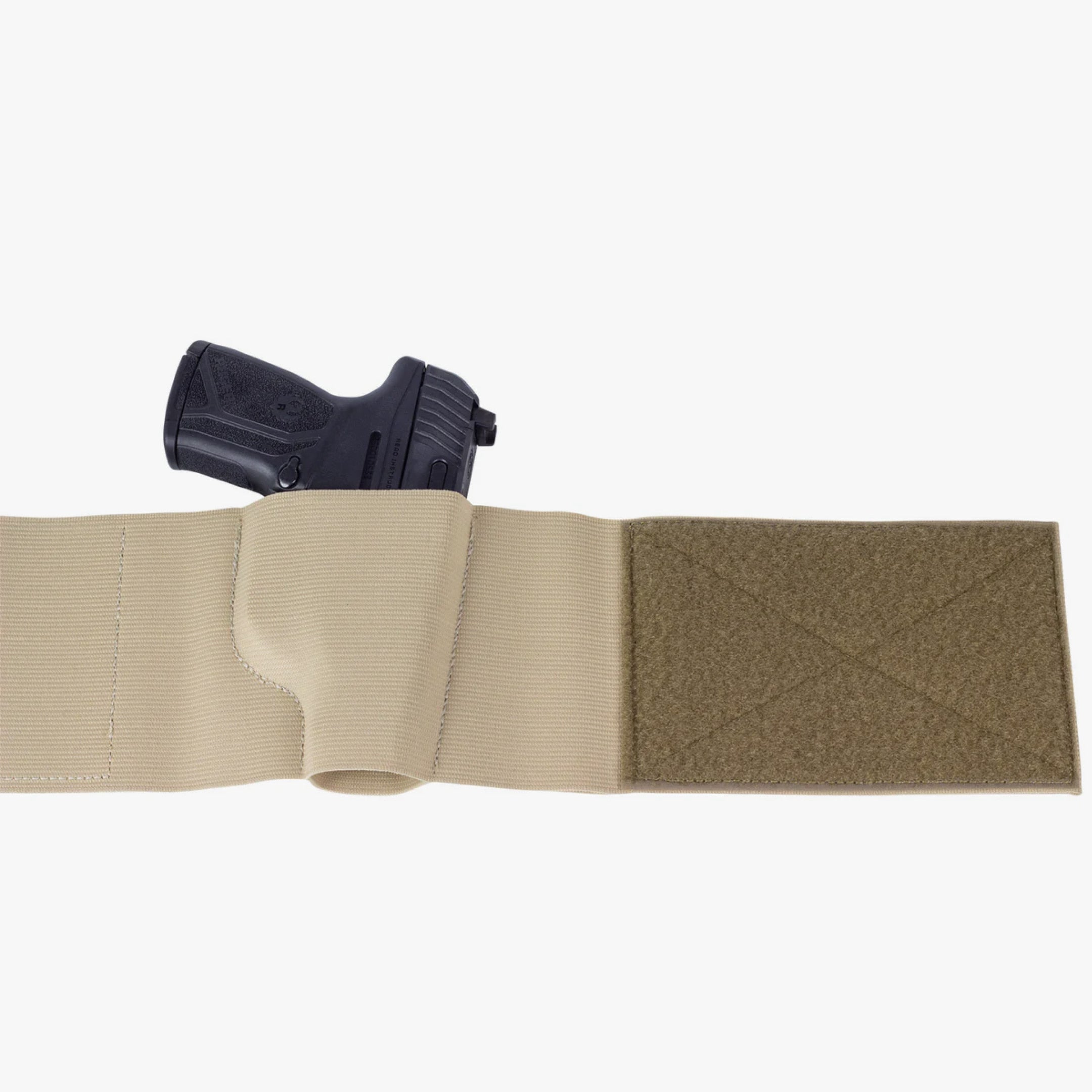 Elite Survival Systems Core-Defender belly band holster with concealment design, showing snug fit and secure firearm placement.