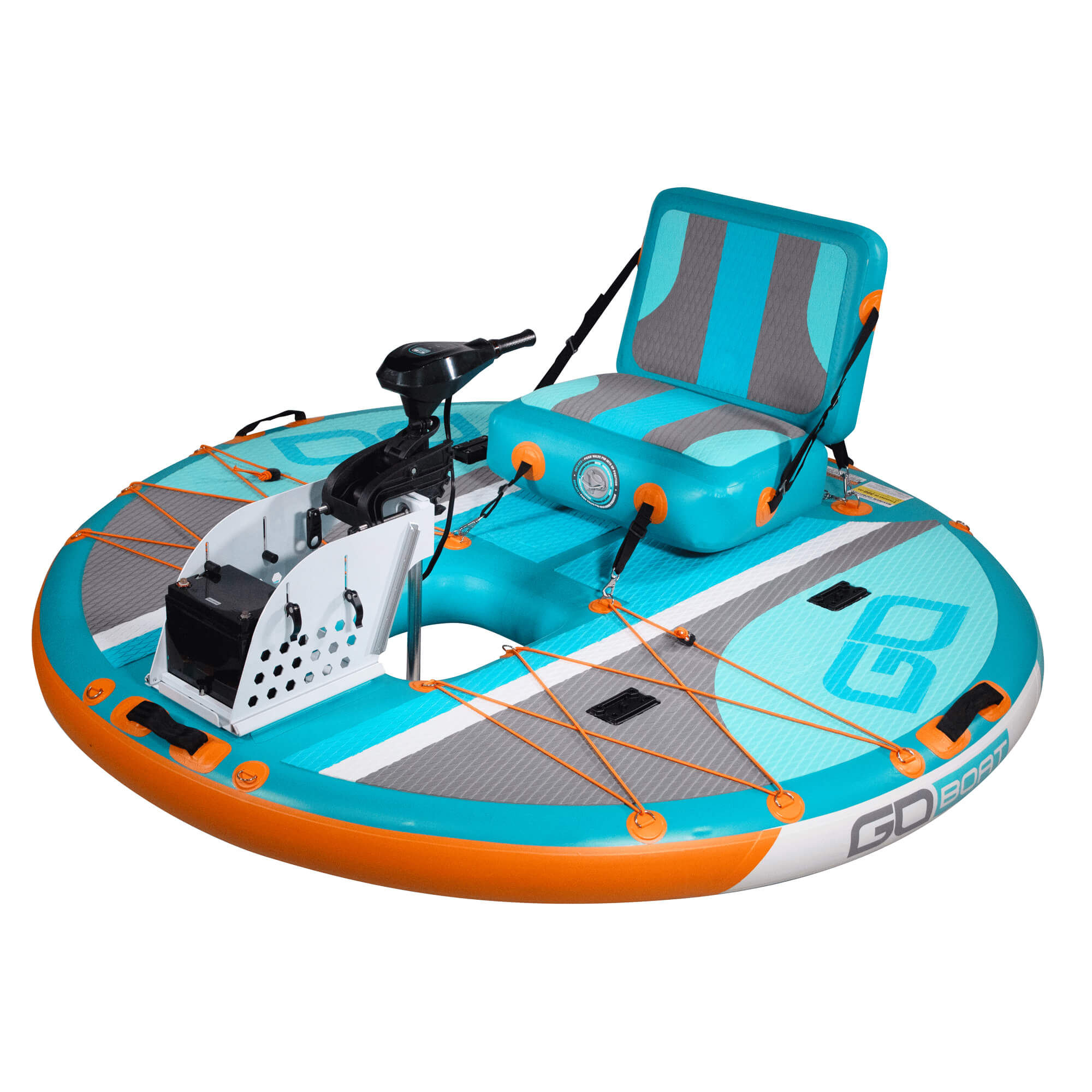 Grey GoBoat Freedom watercraft facing left, showcasing sleek design and spacious interior for outdoor water adventures.