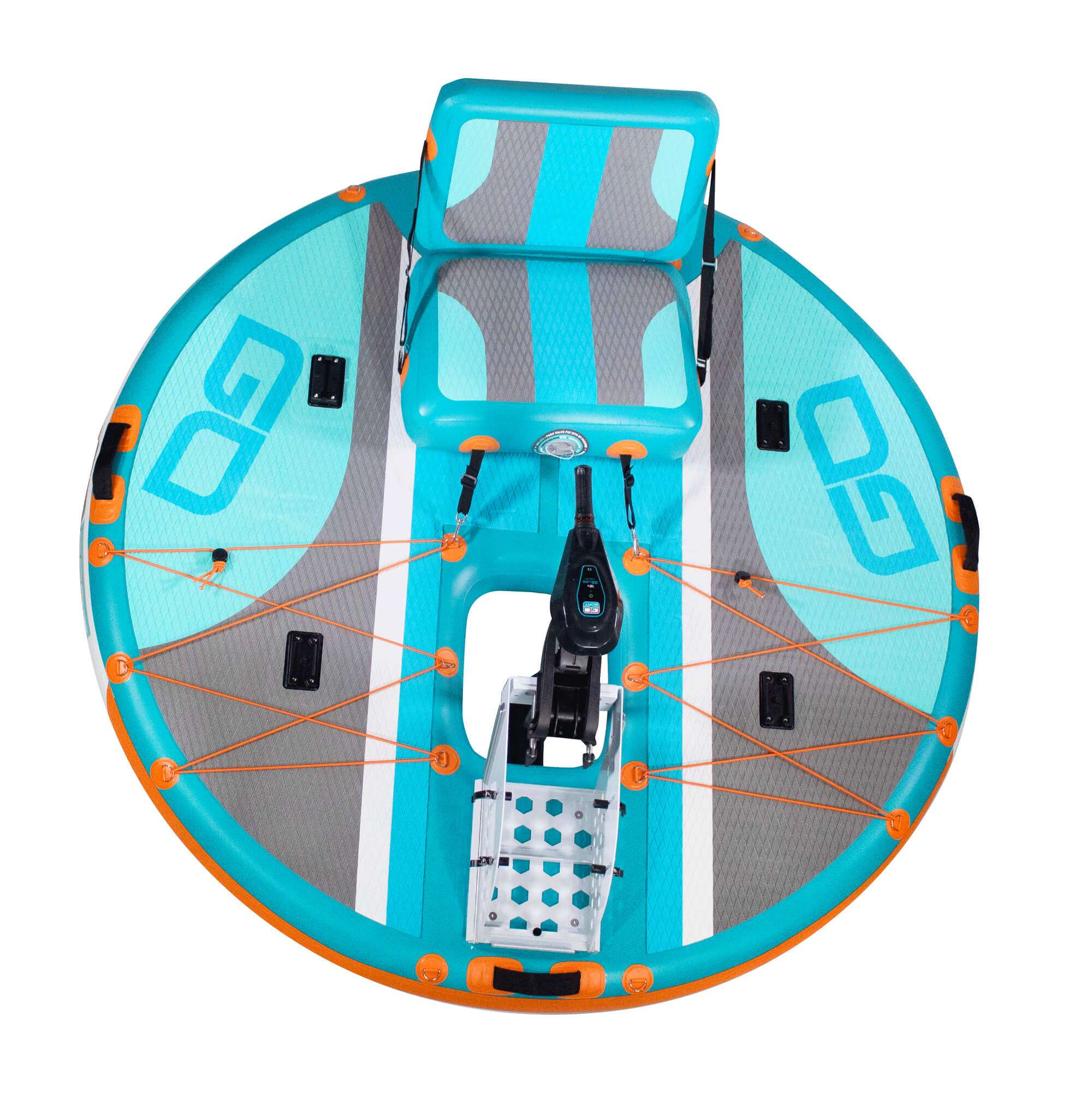 Overhead view of the GoBoat Freedom watercraft in grey, showcasing its sleek design and spacious interior.