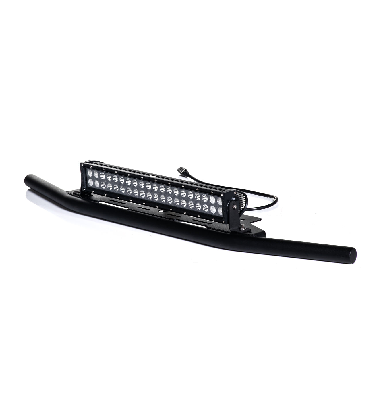 Front view of The Van Mart Sprinter Defender bumper with integrated light bar for enhanced visibility on vans.