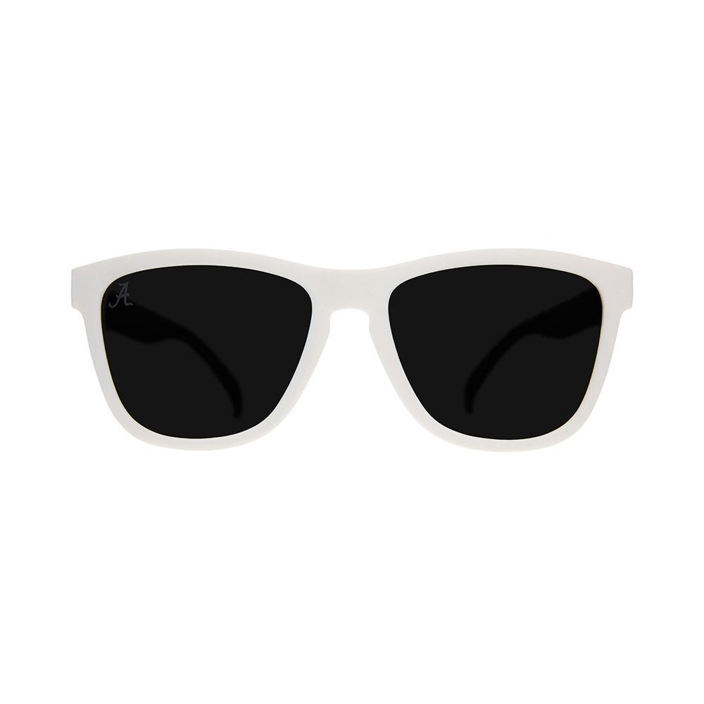 Rare Air Discs Roll Tide Ray Blockers Alabama sunglasses with polarized lenses, front view showing black frame and team logo.
