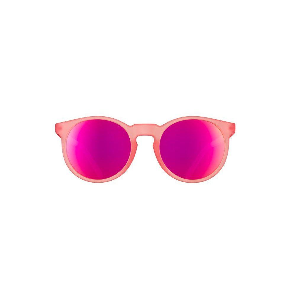 Rare Air Discs Influencers Pay Double Circle G polarized sunglasses with round lenses and black frame, front view image.