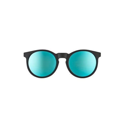 Rare Air Discs Midnight Ramble at Circle Bar polarized sunglasses with black frames and dark lenses, front view.