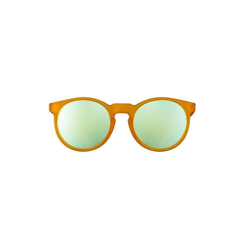 Rare Air Discs Freshly Baked Man Buns Circle G Polarized Sunglasses with round black frames and tinted lenses, front view.