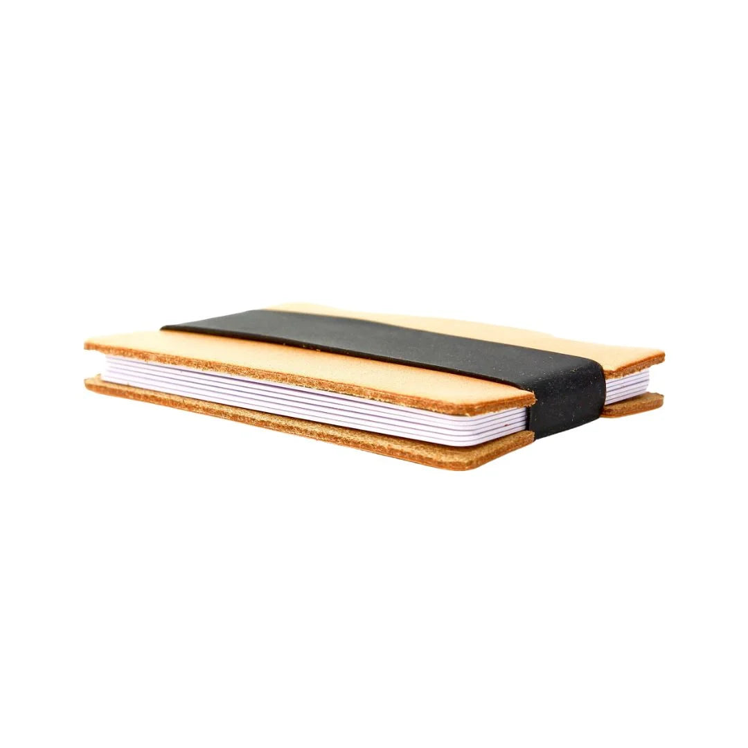 Full grain leather card wallet by Recycled Firefighter showing multiple card slots and durable eco-friendly leather.