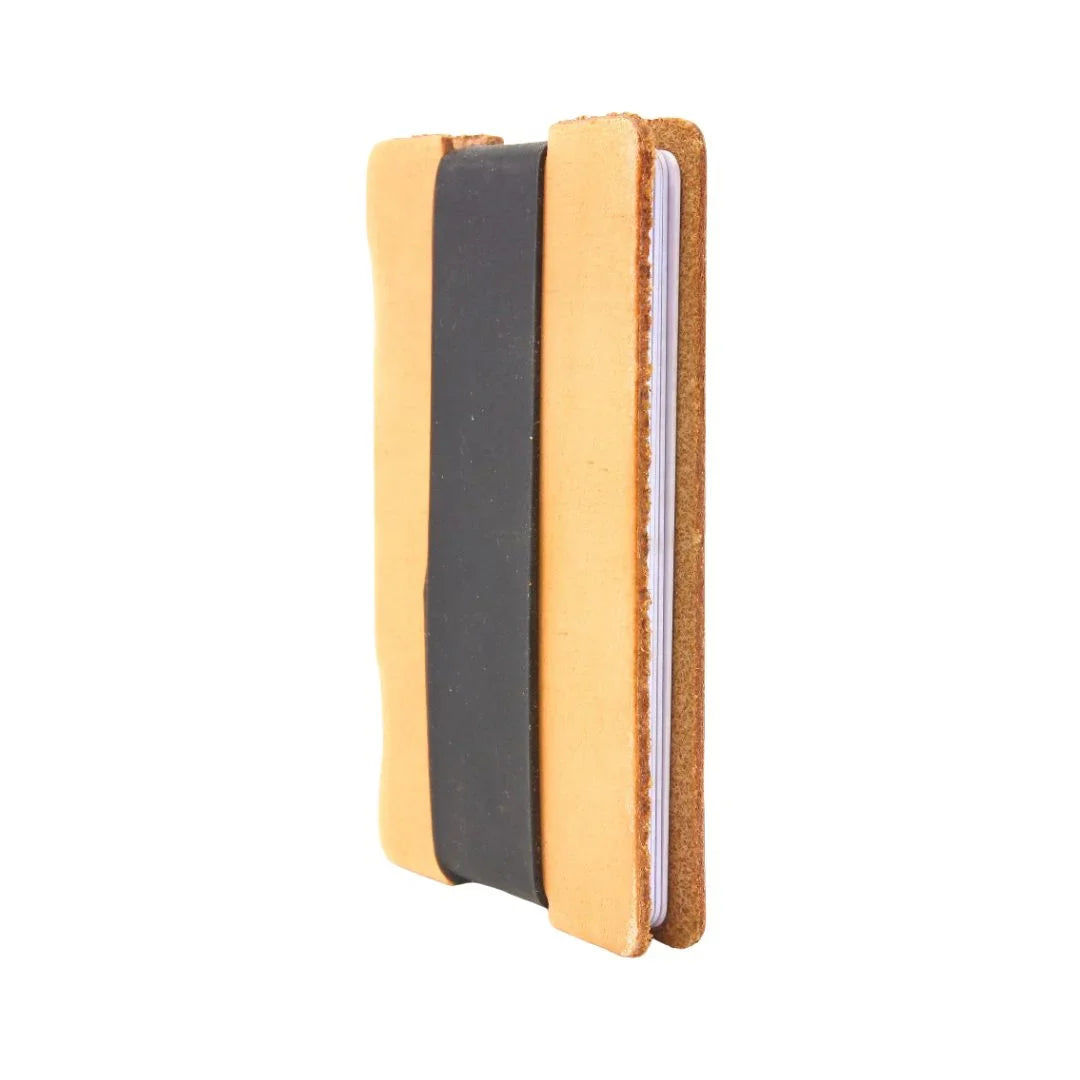 Full grain leather card wallet by Recycled Firefighter showing multiple card slots and sleek design.