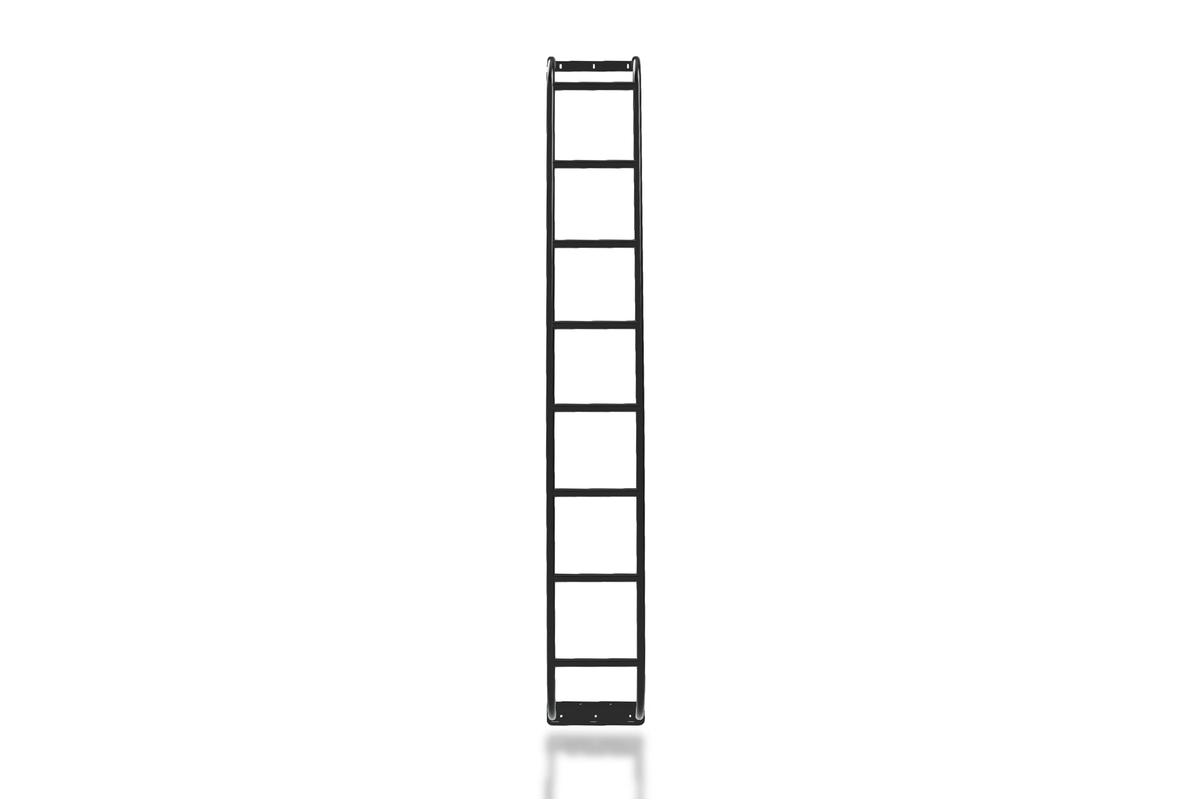 Orion Van Gear Sprinter Side Ladder for 2007+ High Roof van, front view showing sturdy aluminum construction and installation on van side.