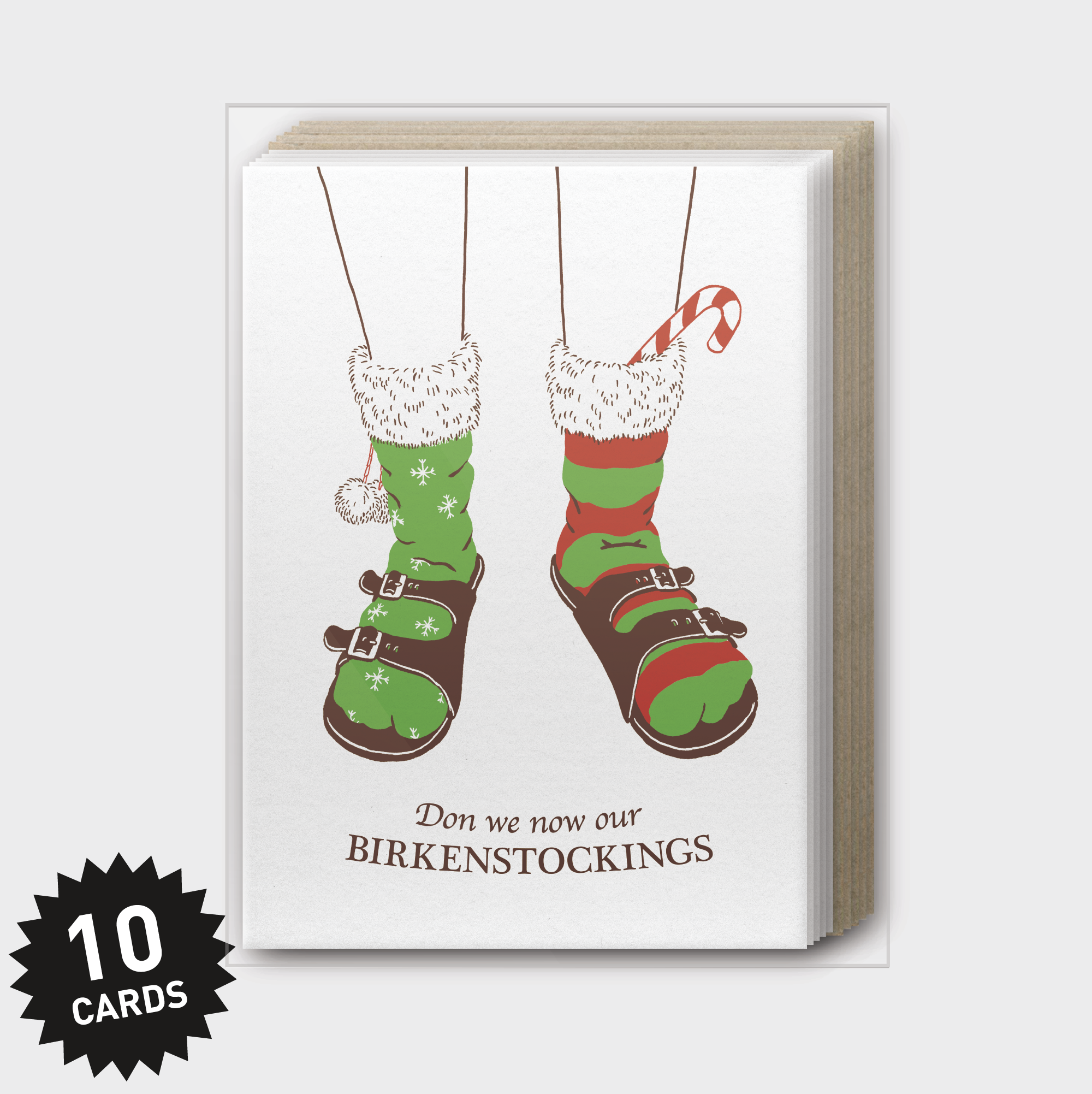 Box Set of 10 - Birkenstockings Greeting Card