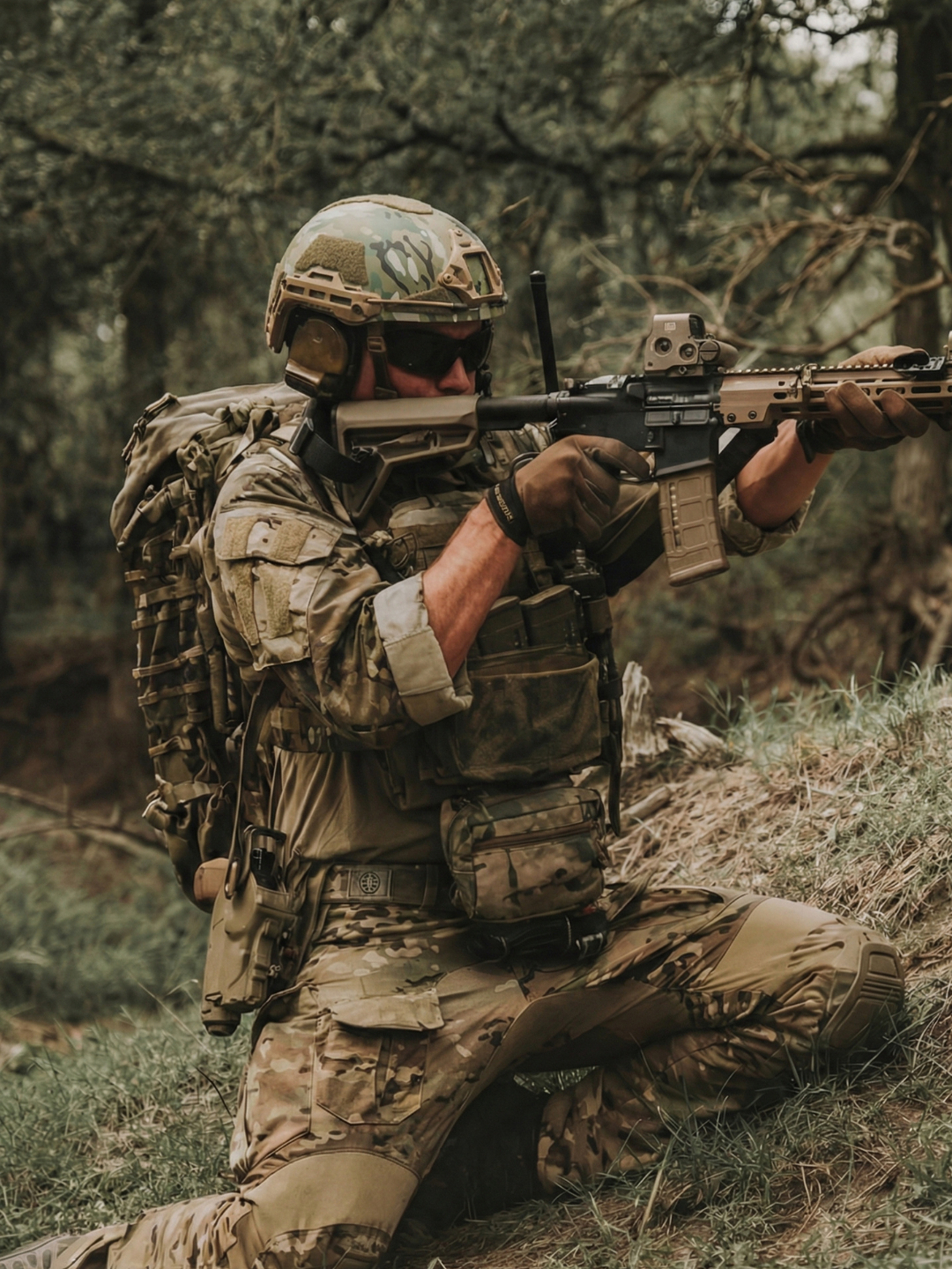Hard Head Veterans ATE® GEN2 Ballistic Helmet NIJ IIIA high-cut design in Multi-Cam with padding and tactical accessories.